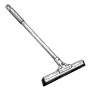 Black and white line drawing of a window squeegee.