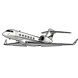 Vector illustration of a sleek private jet flying.