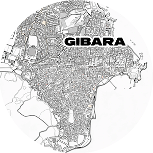 Circular minimalist street map of Gibara, Cuba.