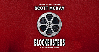 Book cover for Blockbusters by Scott McKay with film reel.