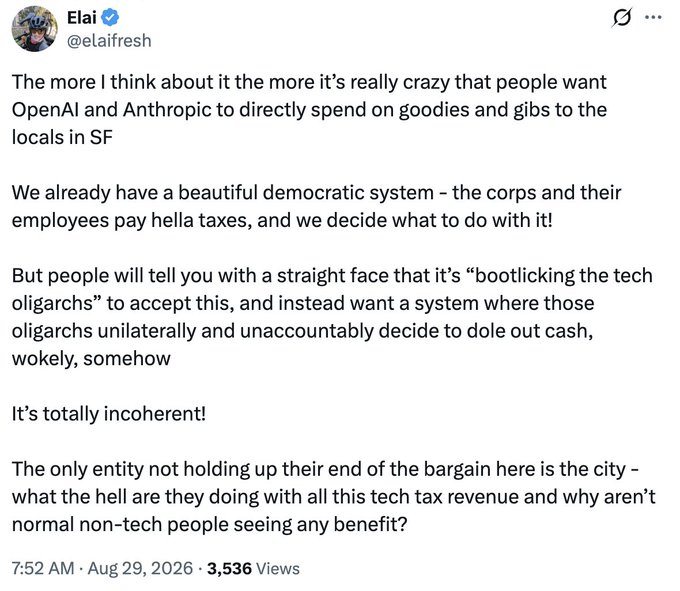 Screenshot of a social media post about tech company taxes.